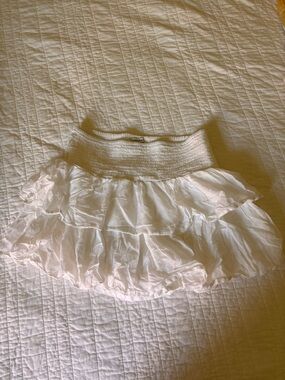 American Eagle Outfitters White Tiered Smocked Waist Skirt